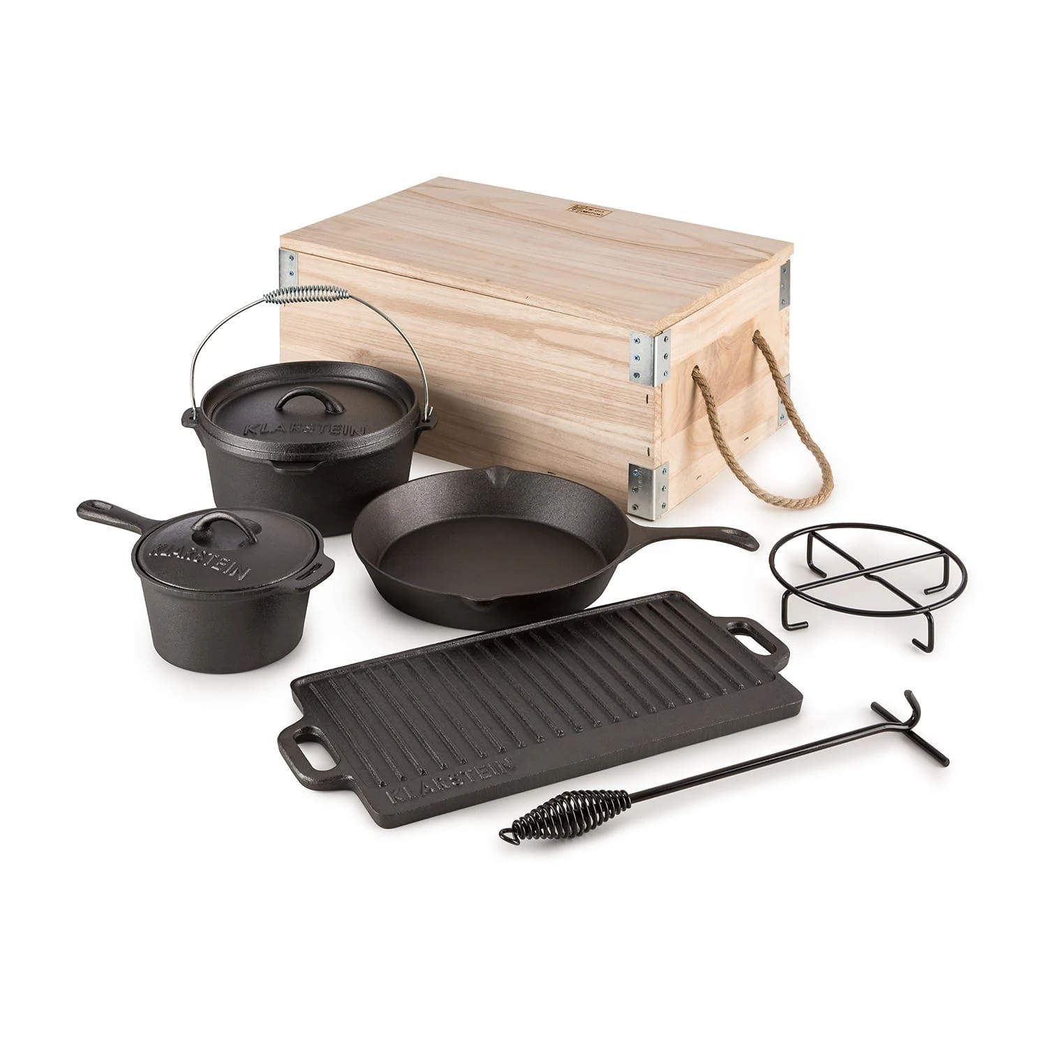 Klarstein Hotrod Masterplan Dutch Oven Set 7-teilig BBQ Topfset Gusseisen Schwarz 3 Klarstein Hotrod Masterplan Dutch Oven Set 7-teilig BBQ Topfset Gusseisen Schwarz