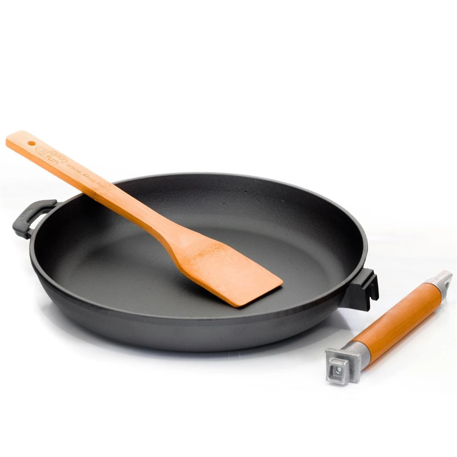 Null Gusseisenpfanne 22 Cm Gußeisenpfanne Mit Abnehmbarem Holzgriff Pfanne Aus Gusseisen – Bild 3