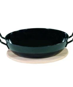 Kruger Krüger Schlemmerpfanne Mit Holzteller Aus Stahl Beschichtet 20cm