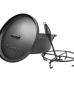Klarstein Galloway Dutch Oven 6.0 BBQ-Topf Gusseisen Standfüße Größe M / 6 Qt Schwarz