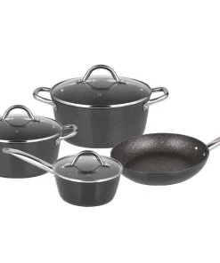 Null Michelino 7 Tlg Edelstahl Kochgeschirr Induktion 18/10 Edelstahl Kochtopf Topf Set Deckel Pfanne