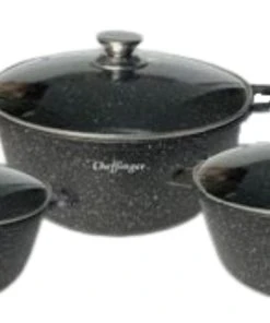 Null XXL-Kochtopf Set 6 Tgl. Topf Induktion Alu Guss Handschuhe