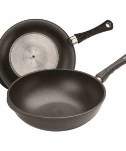 Null AMT Induktions-Wok Mit Stiel, Aluguss, Ø 32 Cm, Höhe 5 Cm, Antihaftbeschichtung, Induktionsfähig, Backofenfest