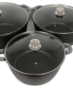 Null Profi 3er Set Küchentöpfe Antihaft-Marmorbeschichtung Topfsets 32cm,36cm,40cm,