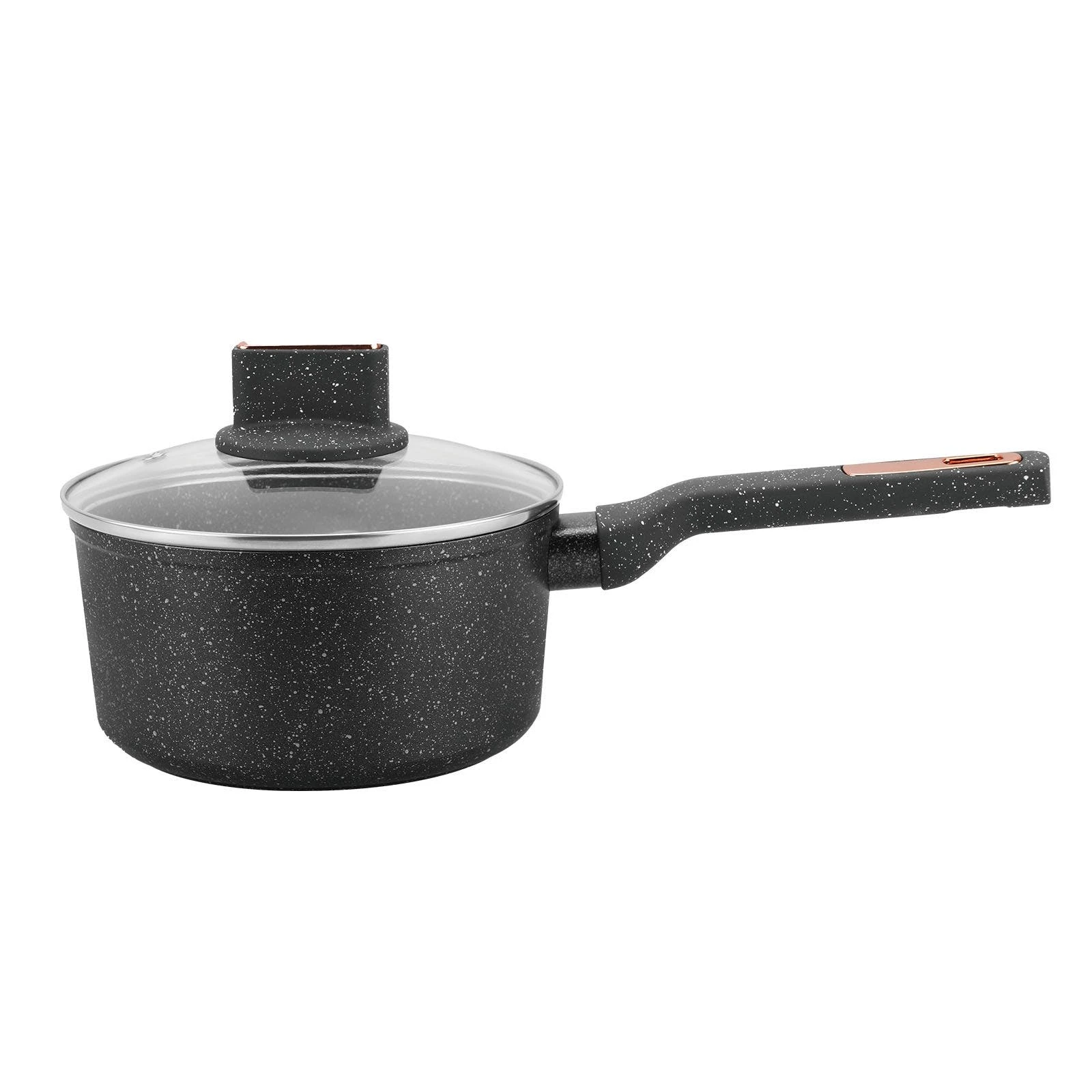 Null AMERCOOK | Comboss Kasserolle 18cm Mit Deckel | Gussoptik | Für Alle Herdarten | Stilkasserolle | Induktion Geeignet | Milchtopf – Bild 2