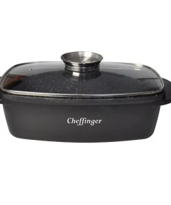 Null Alu Guss Bräter ø32cm Mit Glasdeckel Induktion Pfanne Schmortopf Marmorbeschichtung