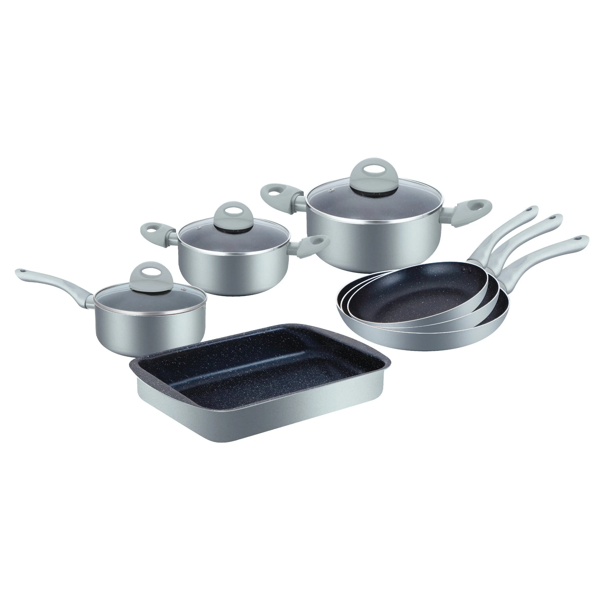 Null 10-Teiliges Marmorbeschichtetes Kochgeschirr-Set - Schwarz 4 Null 10-Teiliges Marmorbeschichtetes Kochgeschirr-Set - Schwarz – Bild 2