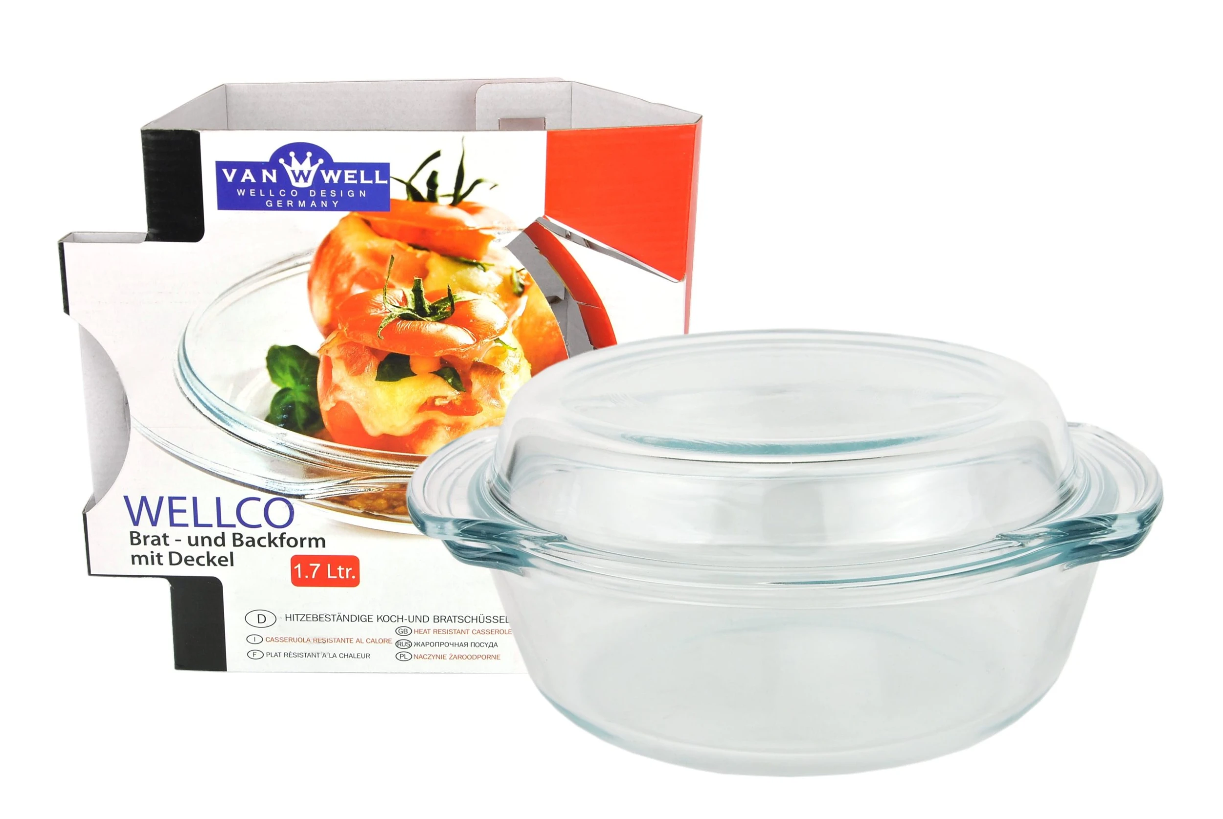 Null Brat- Und Backform Mit Deckel Wellco 34x21,5cm - Eckig - 4,1 Liter - Aus Feuerfestem Glas – Bild 2