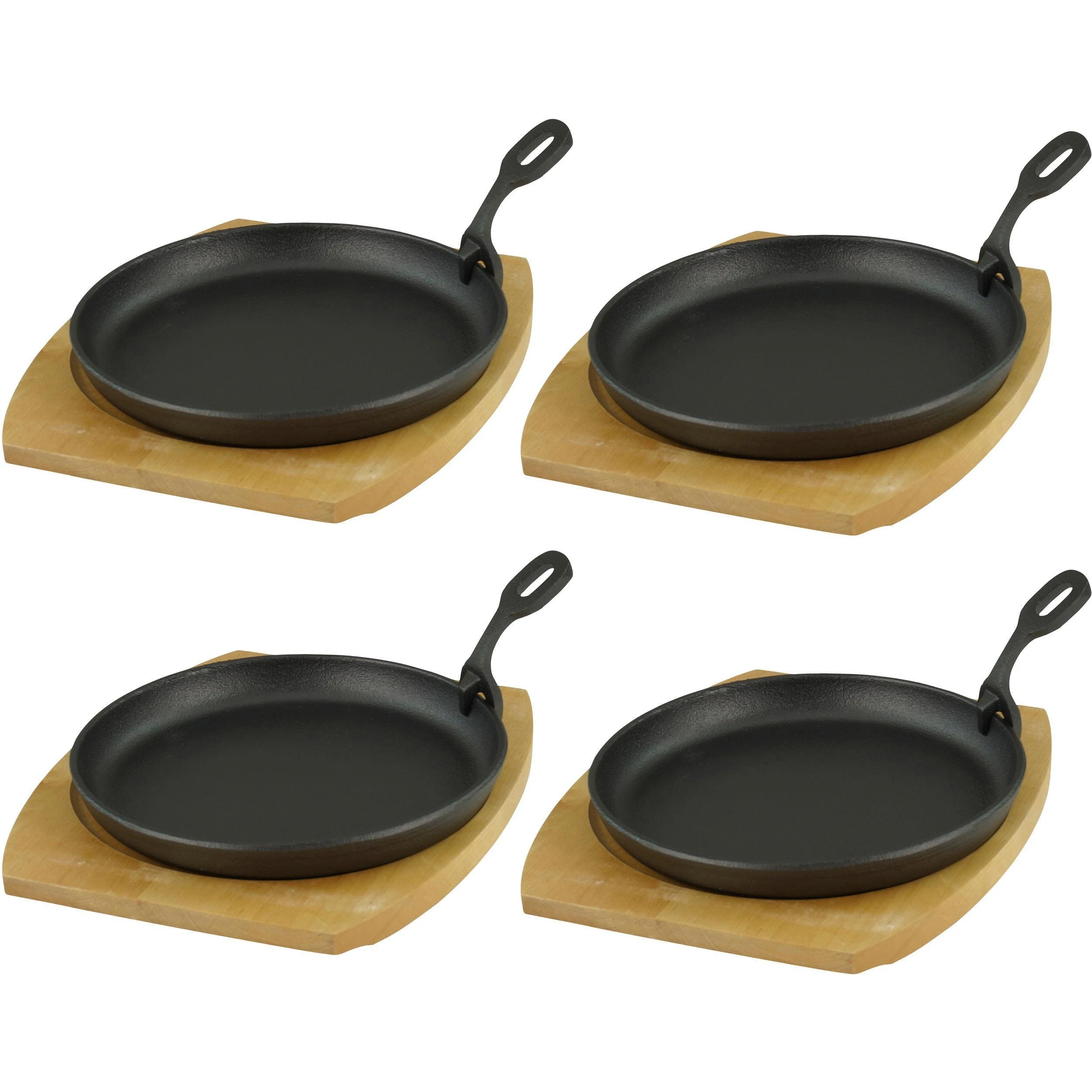 Gvk-eco Servierpfanne Ø 19 Cm Aus Gusseisen Mit Holzuntersetzer 4 Stück Im Set – Bild 5