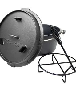 Klarstein Guernsey Premium Dutch Oven 6.0 BBQ-Topf Gusseisen Voreingebrannt Größe M / 6 Qt Schwarz