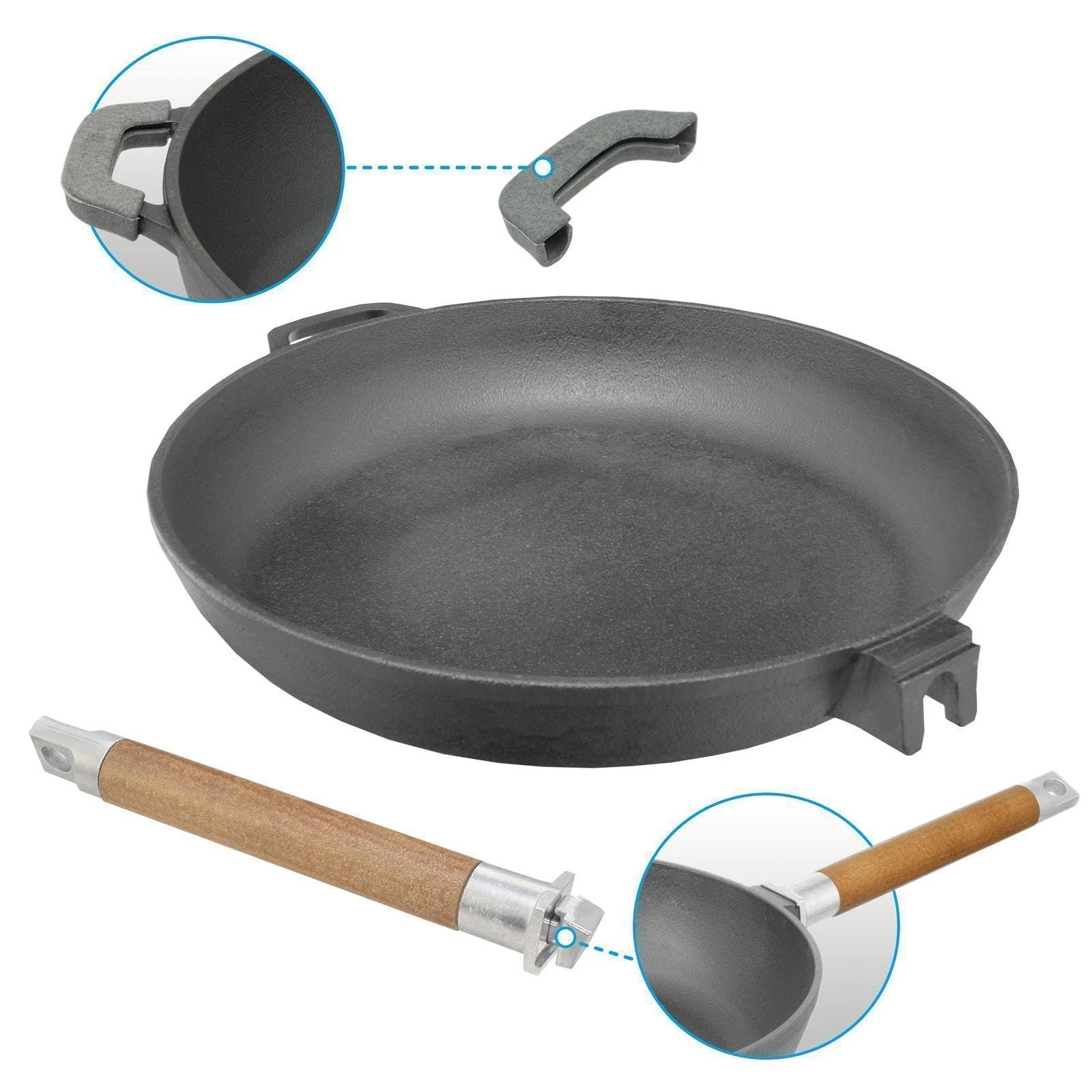 Null Gusseisenpfanne 22 Cm Gußeisenpfanne Mit Abnehmbarem Holzgriff Pfanne Aus Gusseisen