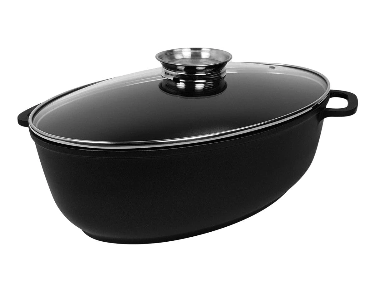 Null Aluguss Bräter Mit Deckel Backofengeeignet Bis 180 °C Gänsebräter In 5,6 Liter – Bild 2