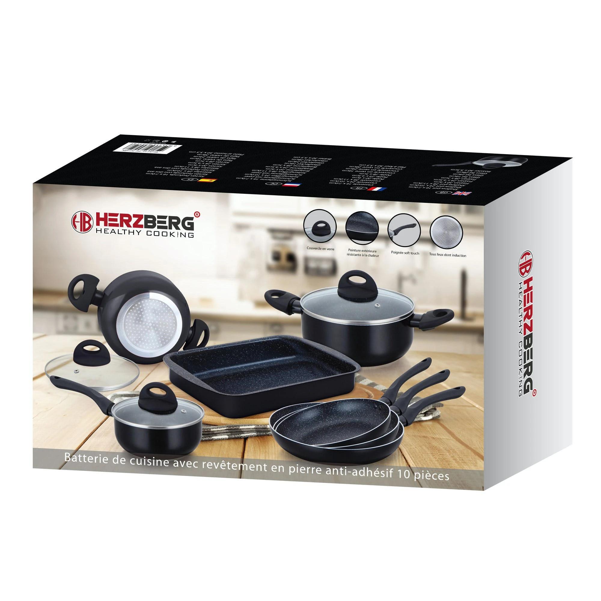 Null 10-Teiliges Marmorbeschichtetes Kochgeschirr-Set - Schwarz 8 Null 10-Teiliges Marmorbeschichtetes Kochgeschirr-Set - Schwarz – Bild 6