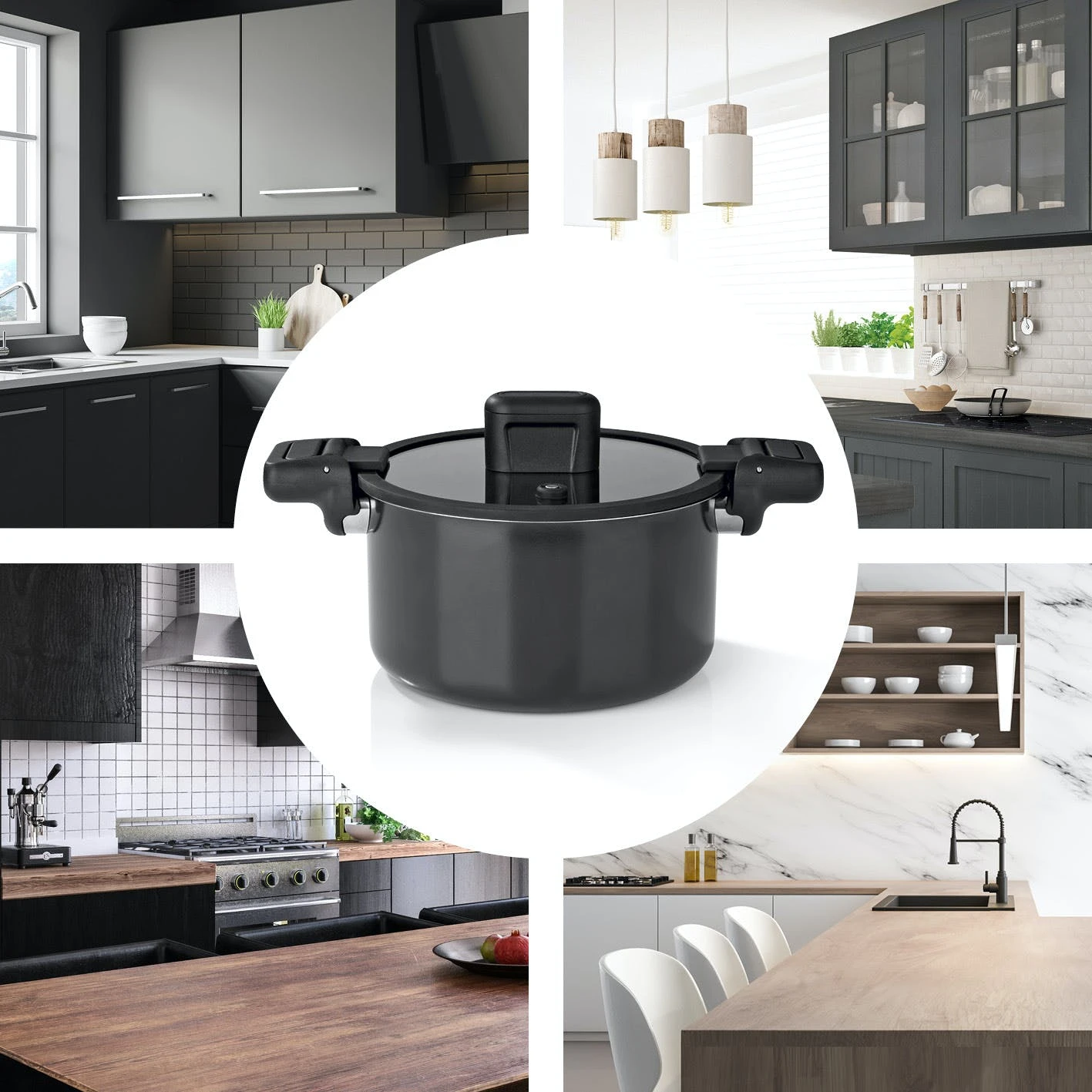 Null N8WERK Aluguss-Energiespartopf 24cm Schwarz – Bild 7