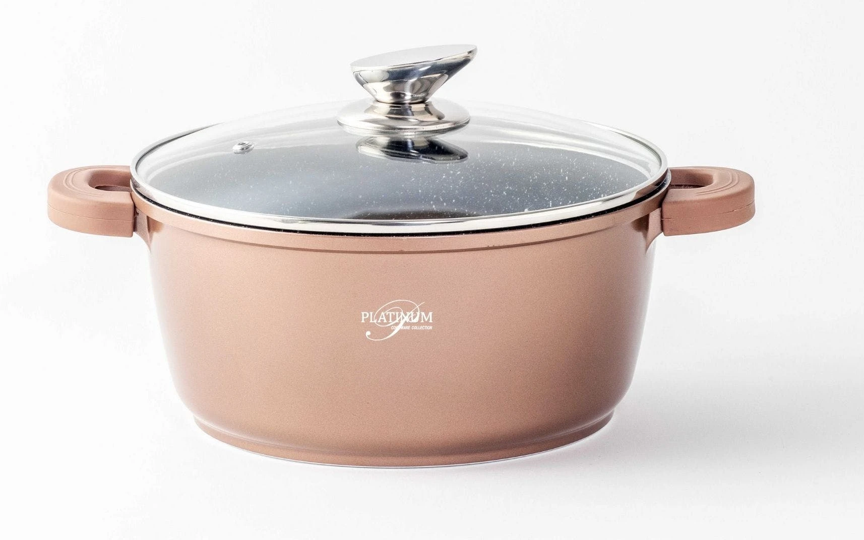 Null Kochtopf Aluguss Glasdeckel Ø28cm Induktion Marmorbeschichtung Suppentopf Pfanne Schwarz – Bild 3