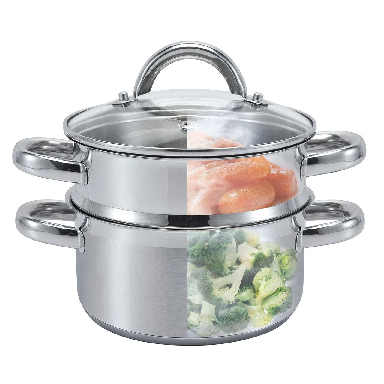 Null SSW Vitalo Dampfgarer Dampfkochtopf Kochtopf Edelstahl Ø 16 Cm 1,6 L 3-teilig – Bild 7