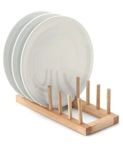 Null Continenta | Tellerständer Für 6 Teller, Gummibaumholz