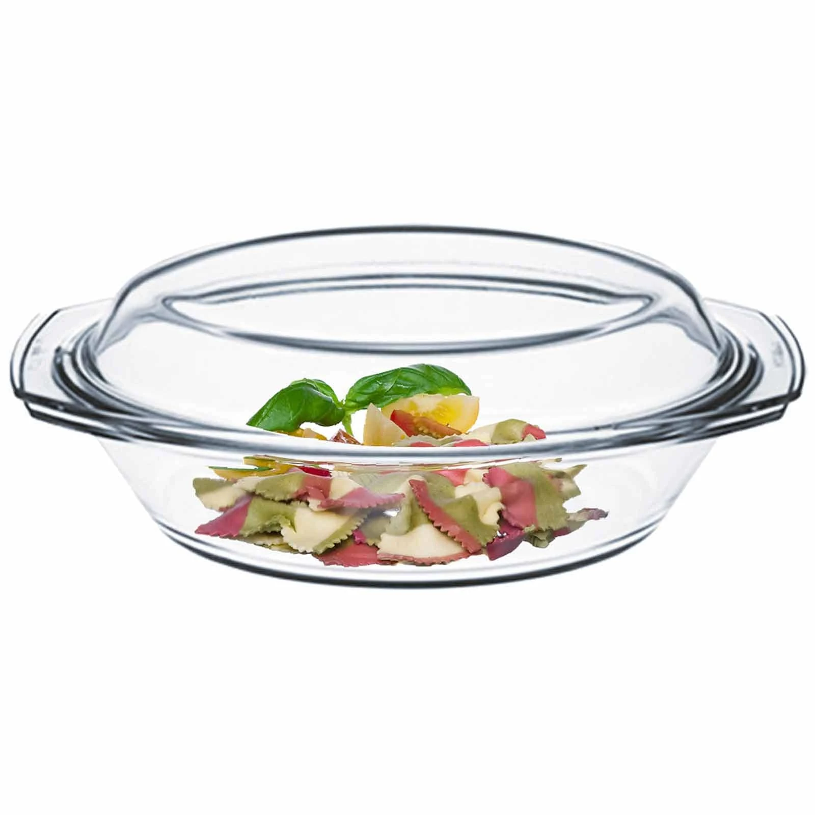 Null 3tlg. Kochschüsselset Glas Auflaufform 1,7L Rund Mit Deckel + Glas-Bräter 2.4L – Bild 2