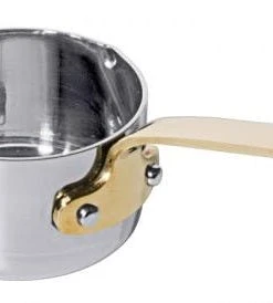 Contacto 2x Stielkasserolle 9 Cm Flach Edelstahl Mit Messinggriff