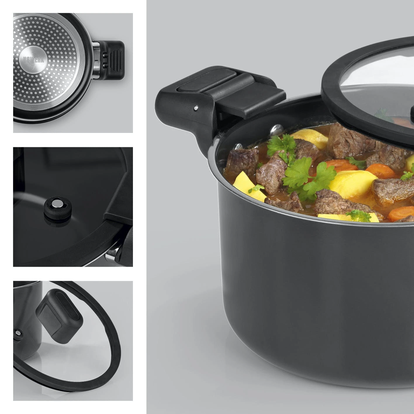 Null N8WERK Aluguss-Energiespartopf 24cm Schwarz – Bild 6