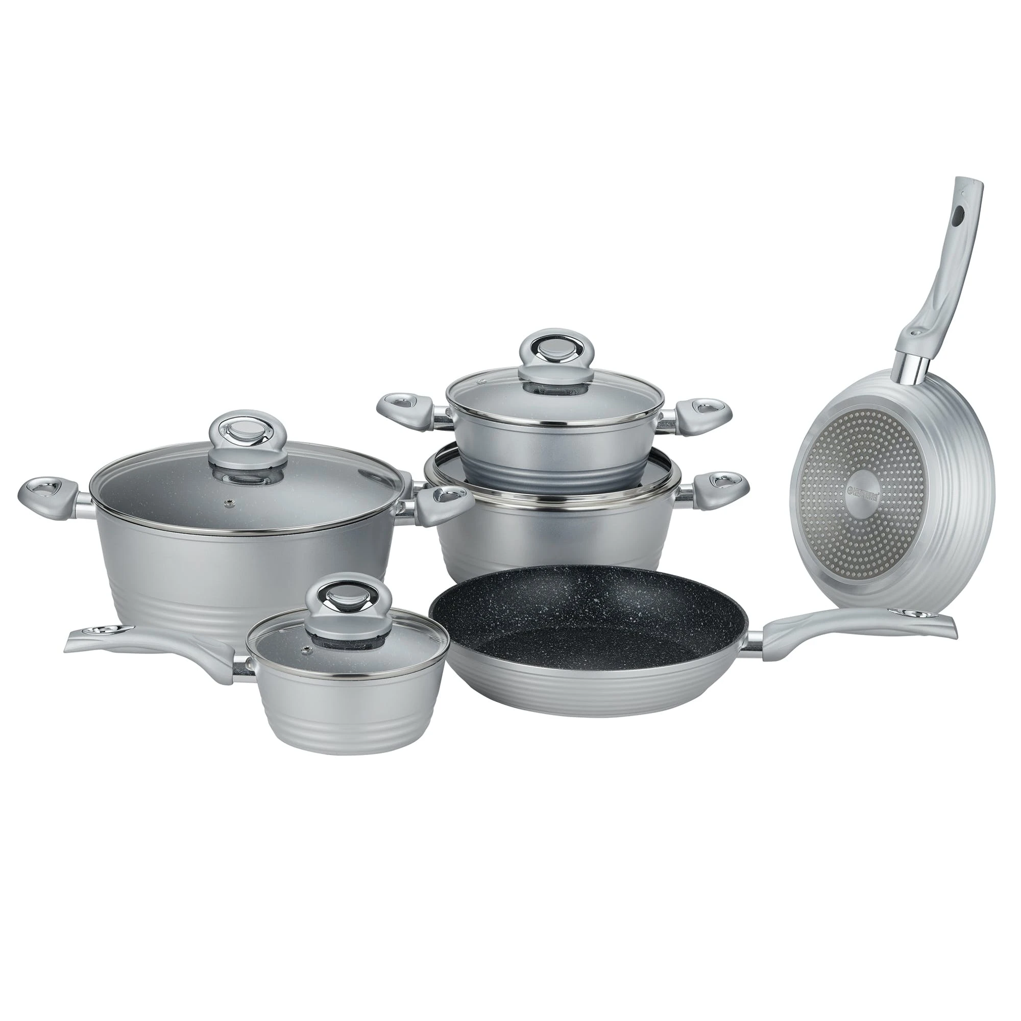 Null 8-Teiliges Marmorbeschichtetes Bratpfannen-Set Schwarz 8 Null 8-Teiliges Marmorbeschichtetes Bratpfannen-Set Schwarz – Bild 6