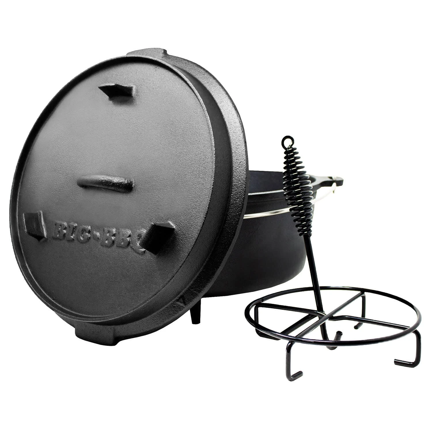 Klarstein Guernsey Premium Dutch Oven 12.0 BBQ-Topf Gusseisen Standfüße Größe XL / 12 Qt Schwarz