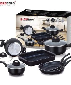 Null 10-Teiliges Marmorbeschichtetes Kochgeschirr-Set - Schwarz 15 Null 10-Teiliges Marmorbeschichtetes Kochgeschirr-Set - Schwarz -HENDI-Geschäft 7040ed46 9e57 4833 87e6 b6787e81f7ae