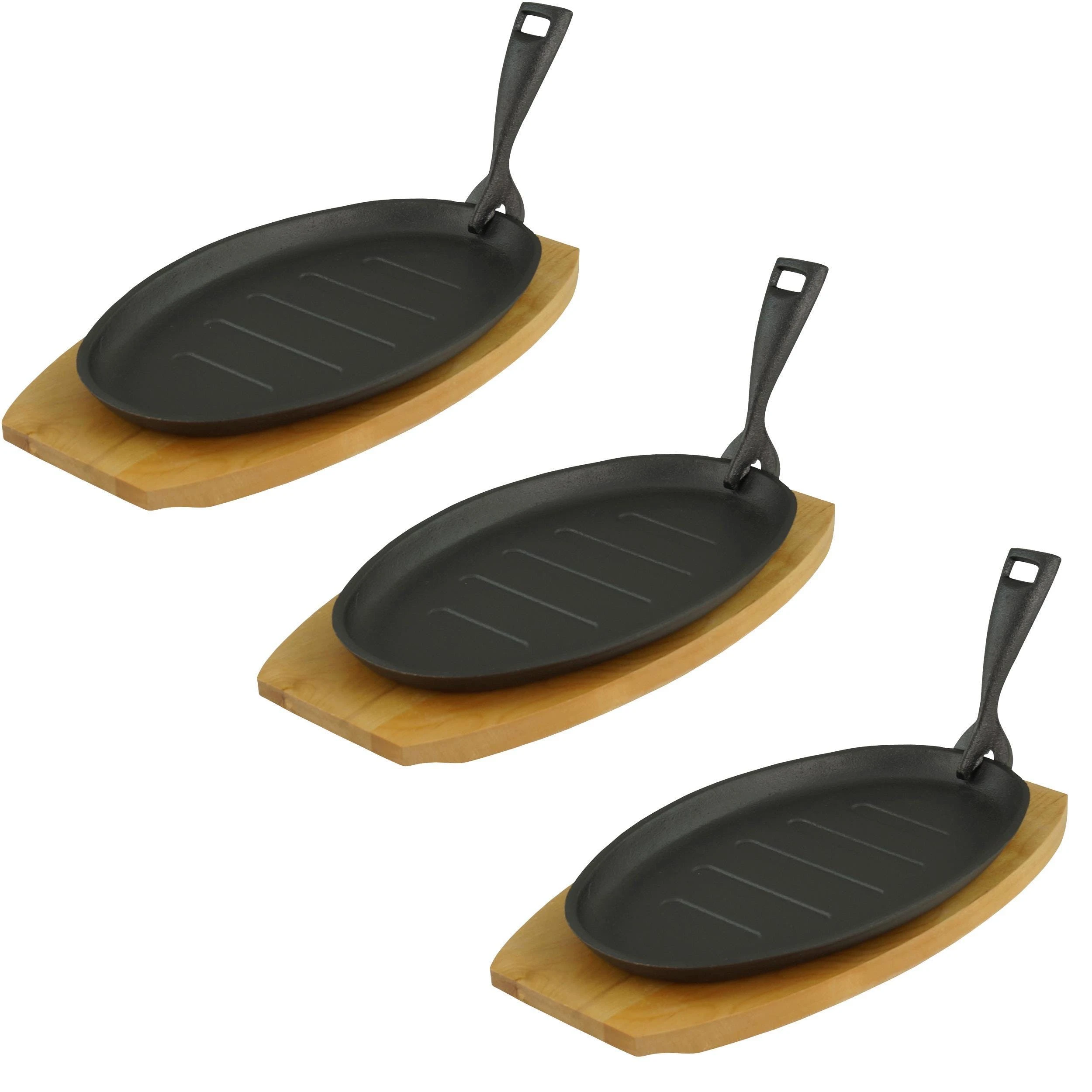 Gvk-eco Servierpfanne Mit Holzuntersetzer Oval24 X 17 X 2 Cm Gusseisen 1 Stück Im Set – Bild 7