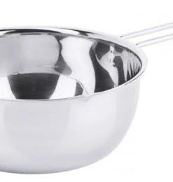 3x Contacto Butterpfännchen, Edelstahl, Durchmesser: 14 Cm, Höhe: 6 Cm, Stiellänge: 12,5 Cm, Volumen: 0,7 L