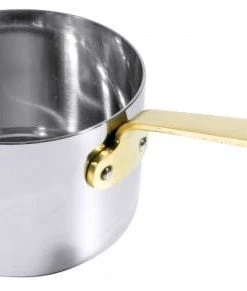 Contacto 2x Stielkasserolle 9 Cm, Tief Edelstahl Mit Messinggriff
