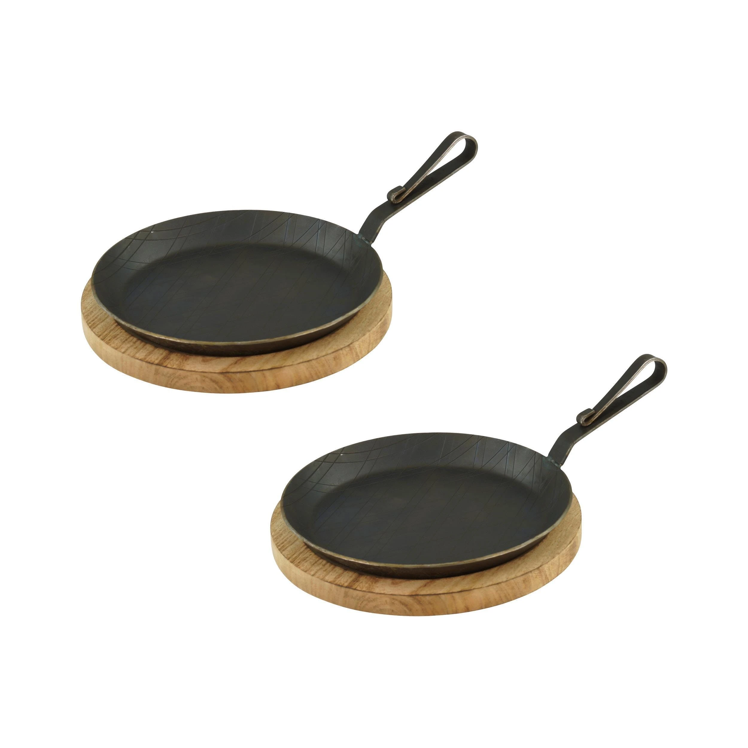 Gvk-eco Servierpfanne Aus Schmiedeeisen Gebogener Hakenstiel Ø 24 Cm 1 Stück Inklusive Brett – Bild 2