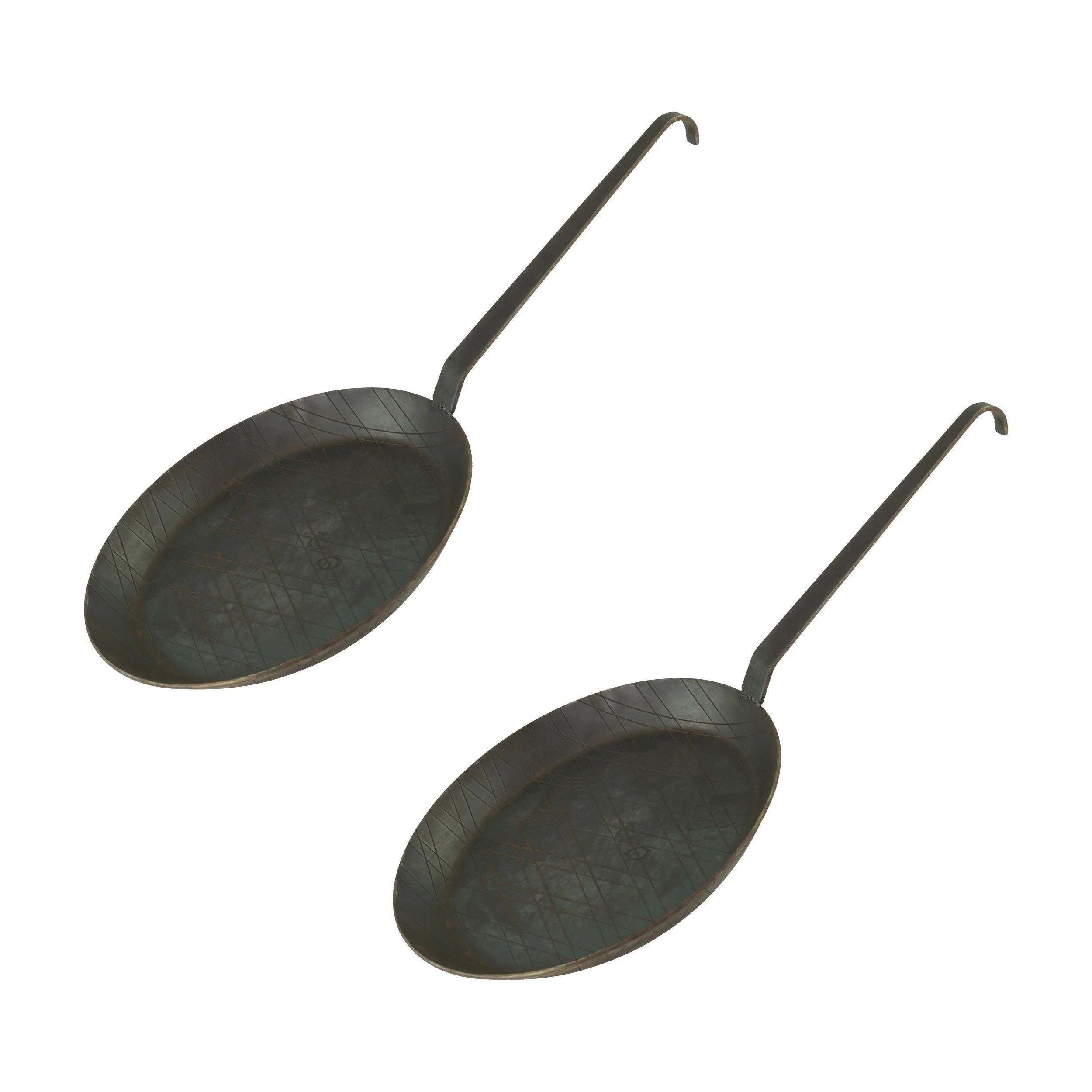 Gvk-eco Schmiedeeiserne Brat- Und Servierpfanne 2 Stück Ø 24 Cm Mit Hakenstiel