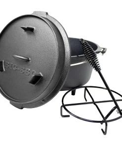 Klarstein Guernsey Premium Dutch Oven 6.0 BBQ-Topf Gusseisen Standfüße Größe M / 6 Qt Schwarz