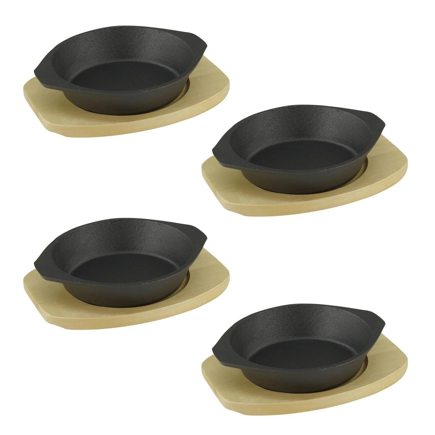 Gvk-eco Servierpfanne Ø 19 Cm Aus Gusseisen Mit Holzuntersetzer 2 Stück Im Set – Bild 4