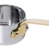 Contacto 3x Stielkasserolle 5 Cm Flach Edelstahl Mit Messinggriff Mit Beidseitigem Ausguss