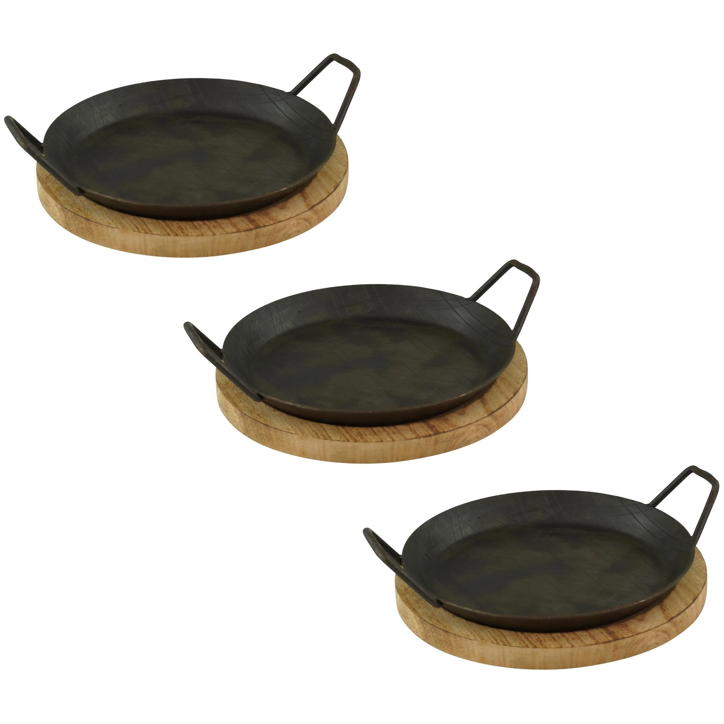 Gvk-eco 1 Stück Servierpfanne Aus Schmiedeeisen Mit Zwei Seitengriffen Und Brett ø 24cm – Bild 5