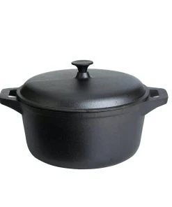 Null Gusstopf Mit Deckel Feuertopf Schmortopf Gusseisen D: 24cm 4,1Liter 2 Henkel