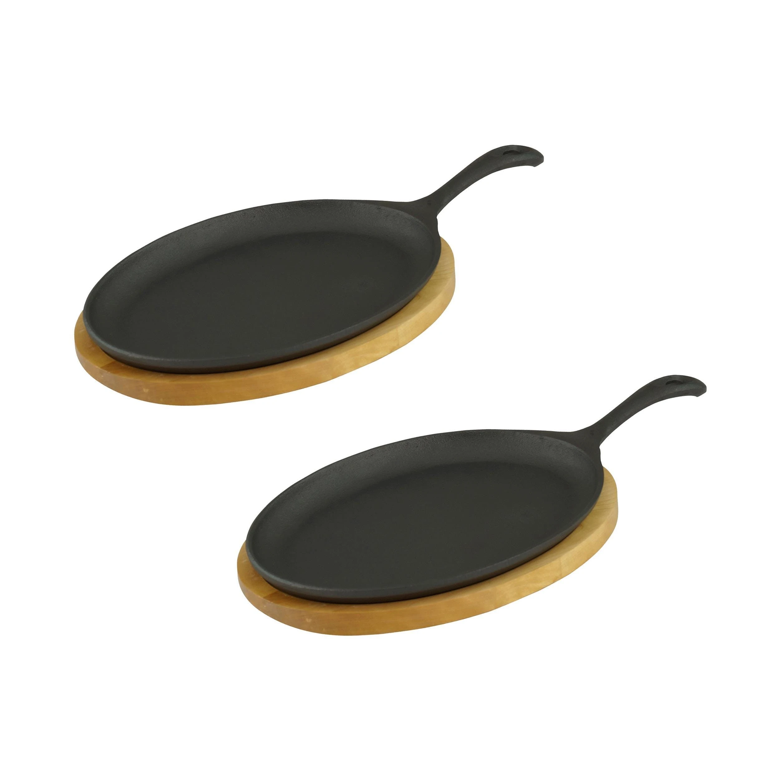 Gvk-eco Servierpfanne Mit Holzuntersetzer Oval 24 X17 X 2cm Gusseisen 4 Stück Im Set – Bild 3