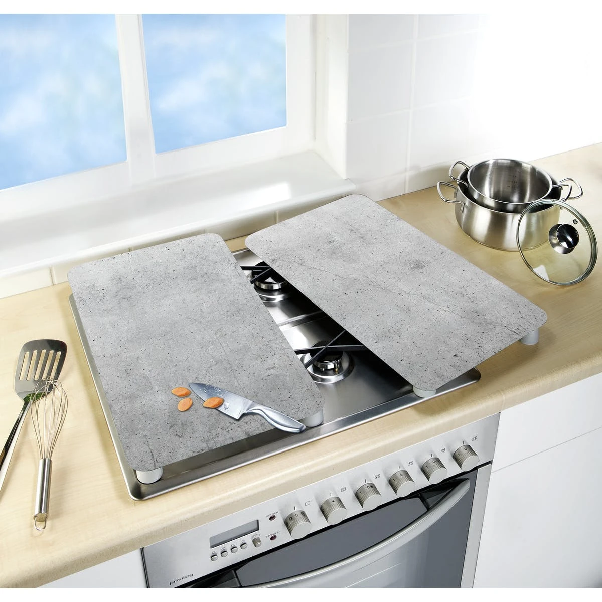 WENKO Herdabdeckplatten Universal Beton 2er Set 8 WENKO Herdabdeckplatten Universal Beton 2er Set – Bild 6