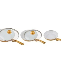 Null CERAMICORE - 5ER-SET KERAMIK 20/24/28cm 2x Glasdeckel Gold