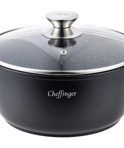 Null Kochtopf Aluguss Glasdeckel Ø20cm Induktion Marmorbeschichtung Suppentopf Pfanne