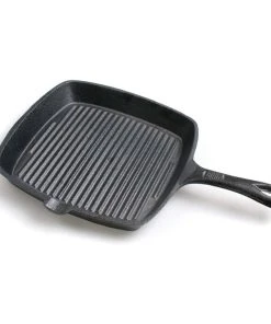 Klarstein Malvi Bratpfanne 22,5 Cm Gusseisen Eckig Geriffelt Voreingebrannt 22,5x5x22,5cm Schwarz