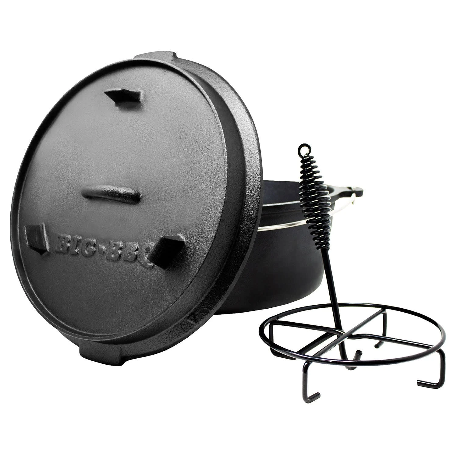 Klarstein Guernsey Premium Dutch Oven 12.0 BBQ-Topf Gusseisen Voreingebrannt Größe XL / 12 Qt Schwarz