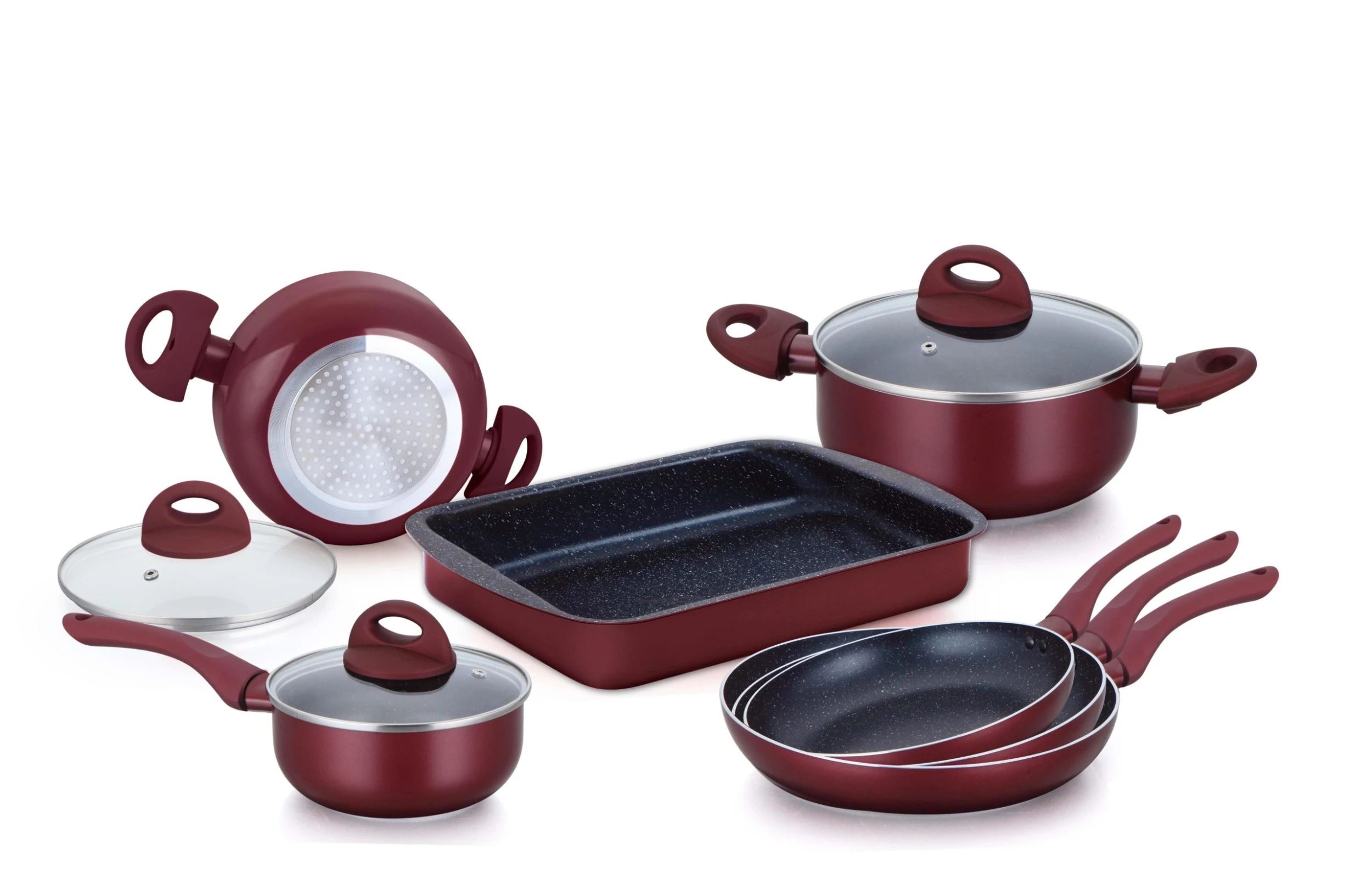 Null 8-Teiliges Marmorbeschichtetes Bratpfannen-Set Schwarz 6 Null 8-Teiliges Marmorbeschichtetes Bratpfannen-Set Schwarz – Bild 4