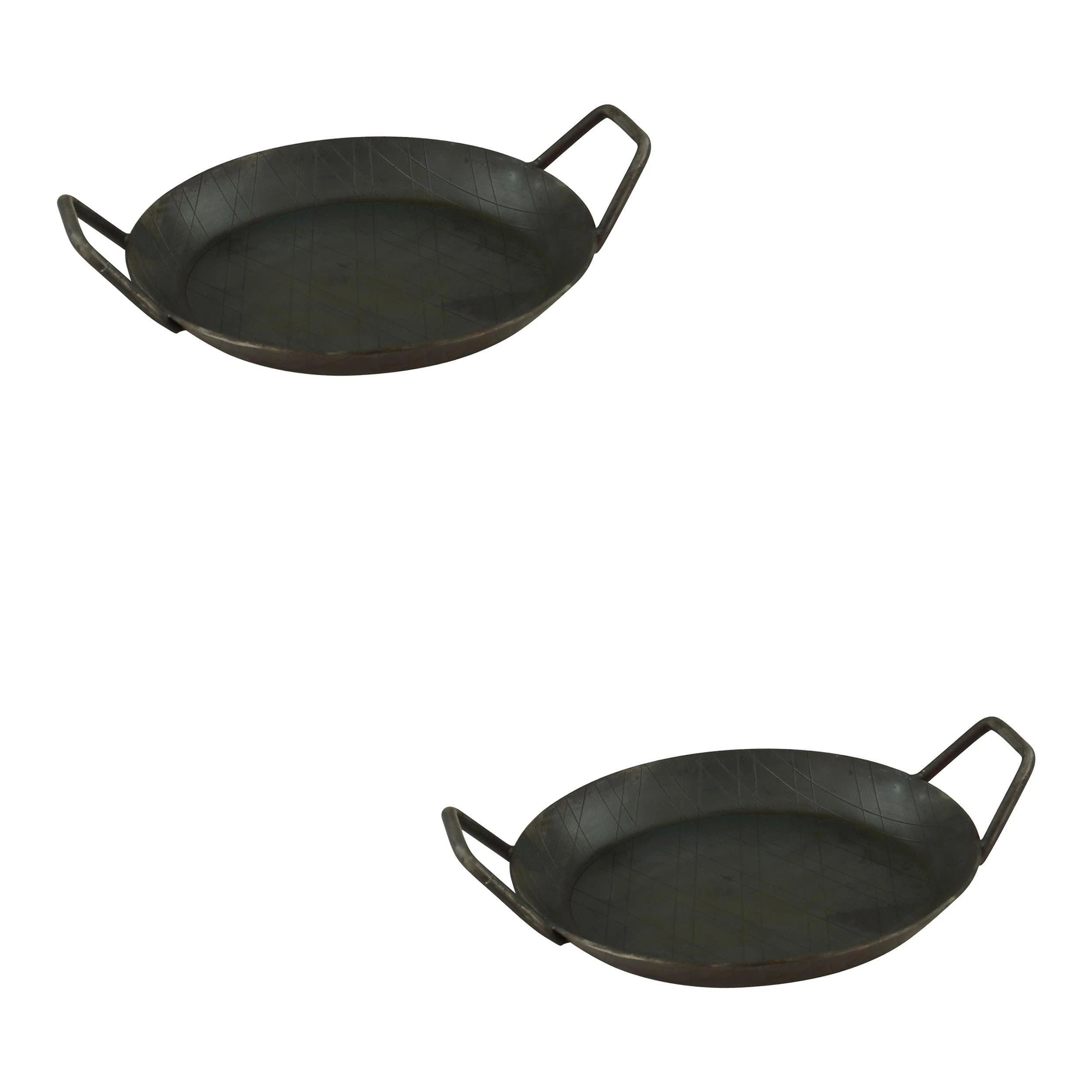 Gvk-eco 3 Stück Im Set Servierpfanne Aus Schmiedeeisen M. Zwei Seitengriffen, ø 24cm Inkl. Brett – Bild 5