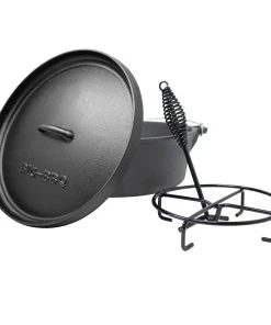 Klarstein Galloway Dutch Oven 6.0 BBQ-Topf Gusseisen Voreingebrannt Größe M / 6 Qt Schwarz