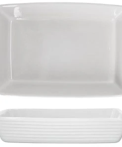 Null 2er Set Arte Regal Auflaufform Nr. 05 Weiß Rechteckig Ohne Henkel Klein Rillen - 03845