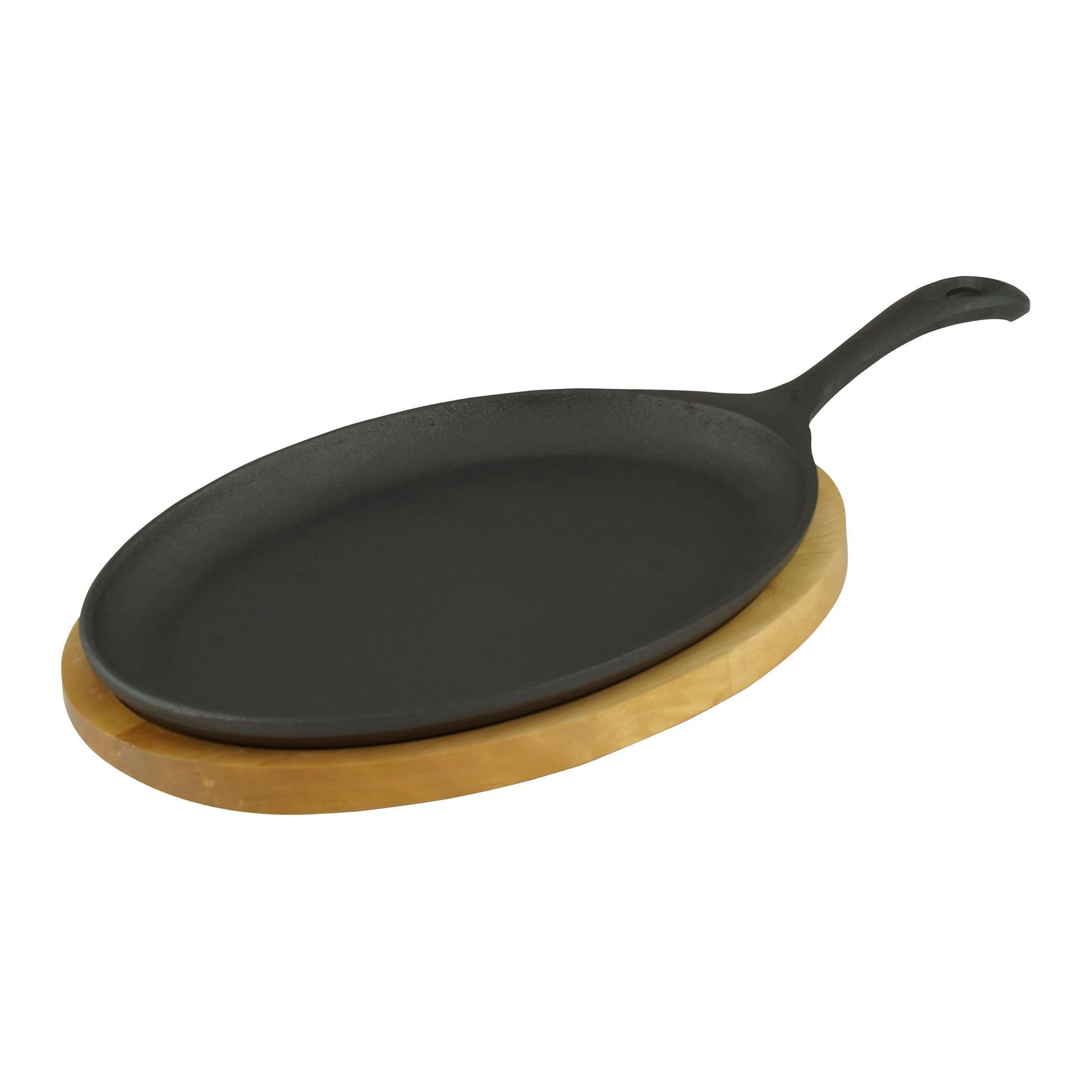 Gvk-eco Servierpfanne Mit Holzuntersetzer Oval24 X 17 X 2 Cm Gusseisen 1 Stück Im Set