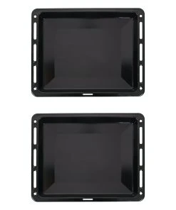Null ICQN 460 X 375 X 30 Mm Backblech Set | Passend Für Bosch Siemens Neff Constructa | 2er Emaillierte Fettpfanne Für Backofen | Kratzfest & Rosfrei | 46