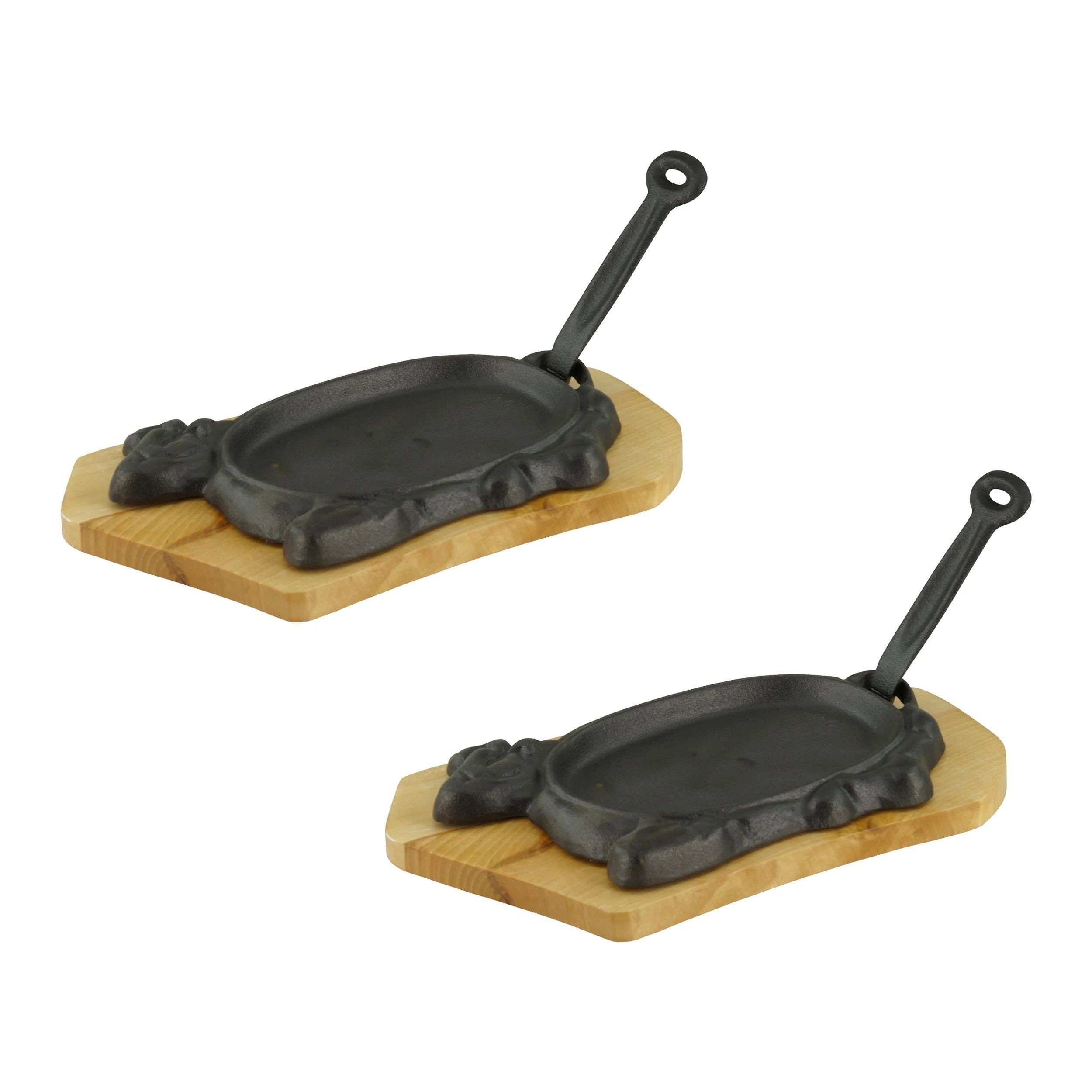 Gvk-eco Servierpfanne In Rinderform Aus Gusseisen Mit Holzuntersetzer 4 Stück Im Set – Bild 4